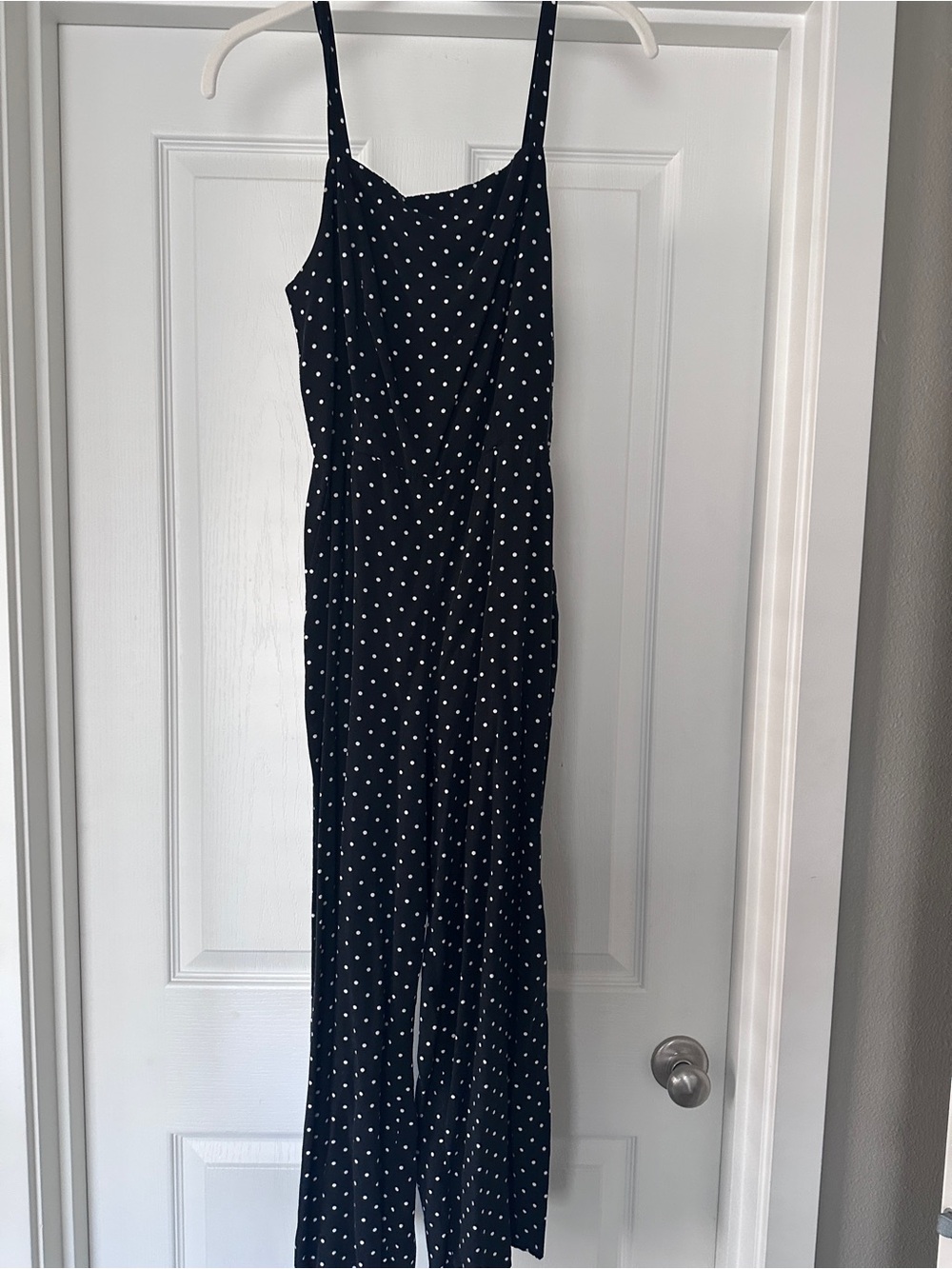 Old Navy Black Polka Dot Slim-Leg Jumpsuit
